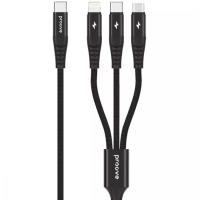 Кабель 3in1 Proove Hydra Type C to Type-C + Micro USB + Lightning 3А 1m
