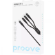 Кабель 3in1 Proove Hydra Type C to Type-C + Micro USB + Lightning 3А 1m