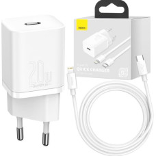 Зарядний прстрій Baseus Super Silicone PD Charger 20W + кабель Type C to Lighting White