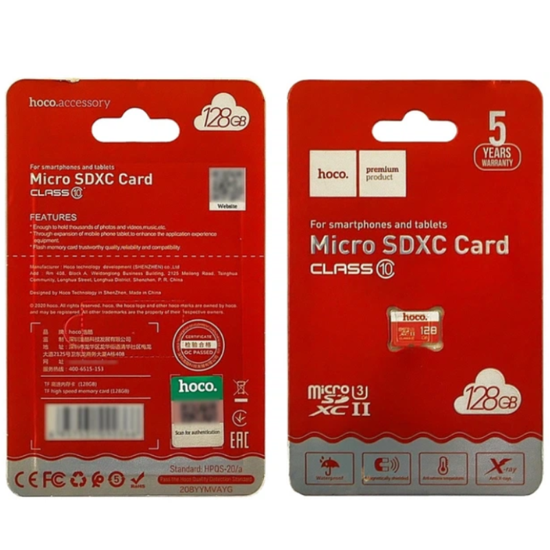 Картка пам’яті Micro SD Hoco 128 Gb Class 10  (UHS-1 U3) 100Mb-s