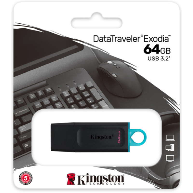 USB Flash Kingston Exodia 64Gb 3.2 черно-голубая