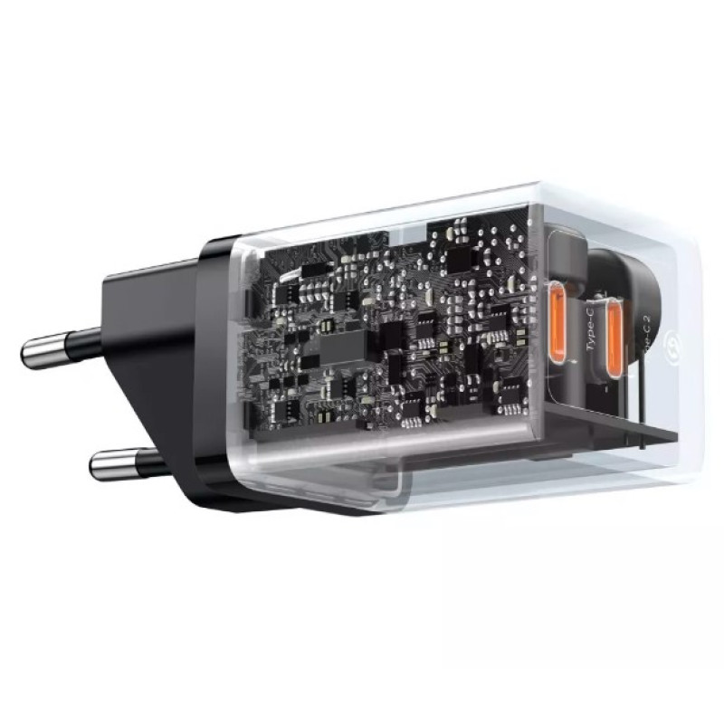 Сетевой адаптер Baseus GaN5 Pro 40W PD+PD Type C+Type C Black