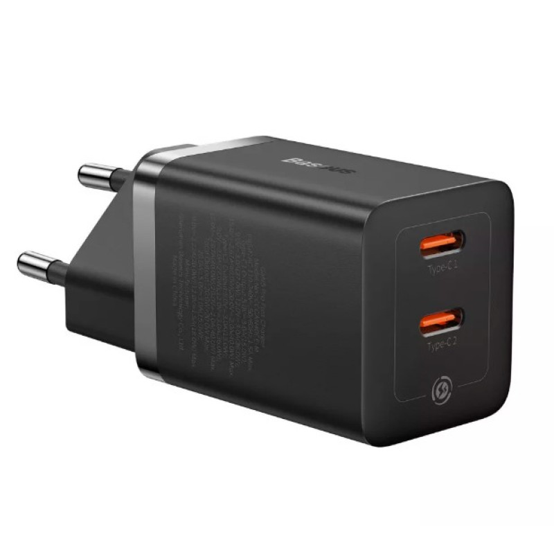 Сетевой адаптер Baseus GaN5 Pro 40W PD+PD Type C+Type C Black
