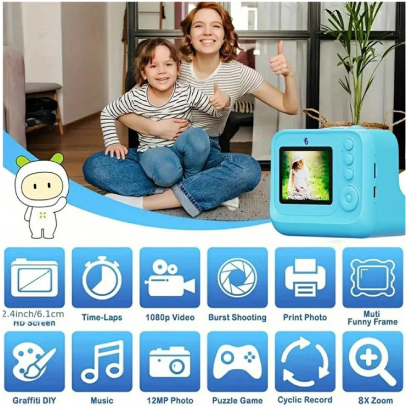 Дитяча фотокамера Polaroid з функцією друку та фронтальною камерою Blue