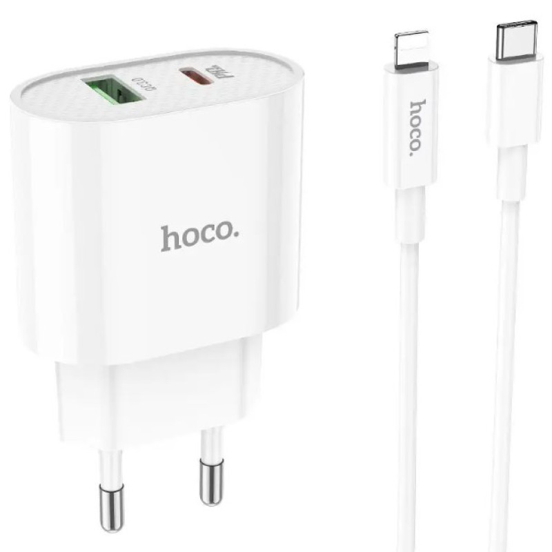 Зарядний пристрій Hoco C95A PD20W + QC3.0 Type-C to Lightning