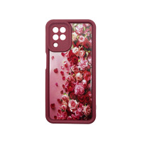 Чохол накладка Shock Sides Resistant With Image для Samsung A22 / M32 / M22, бордовий з трояндами