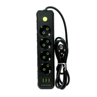 Удлинитель UA Power F44U на 4 розетки + 3USB 6м Black
