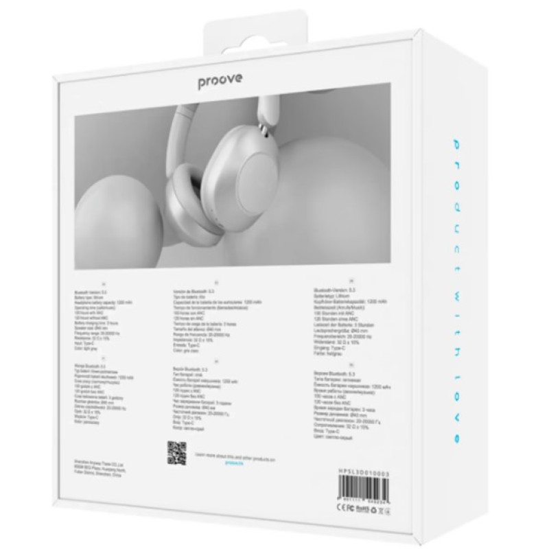 Навушники Bluetooth Proove Silence 3D ANC Light Gray