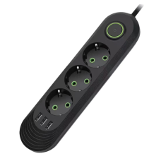 Подовжувач UA Power F03U на 3 розетки + 3USB 2м Black