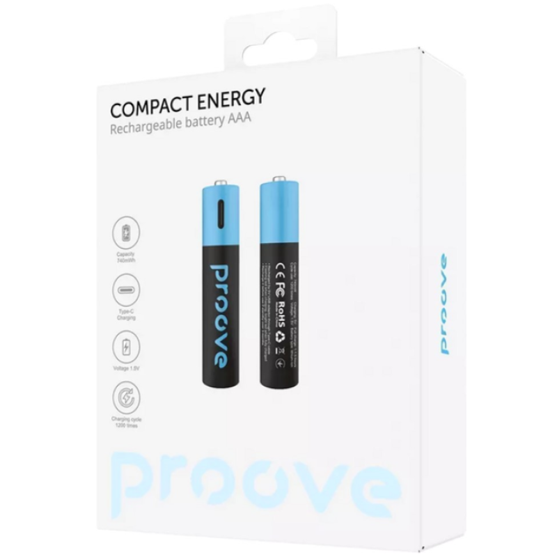 Акумуляторні батарейки Proove Compact Energy AAA 2pcs +type C