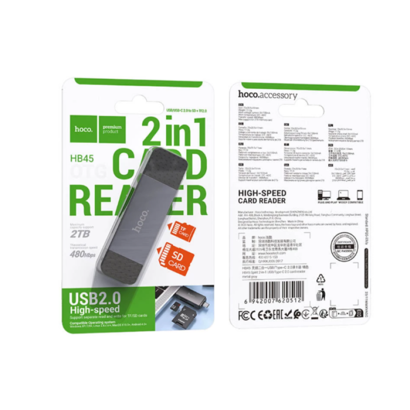 Card-reader USB/Type C 2.0 Hoco HB45 SD/TF2.0