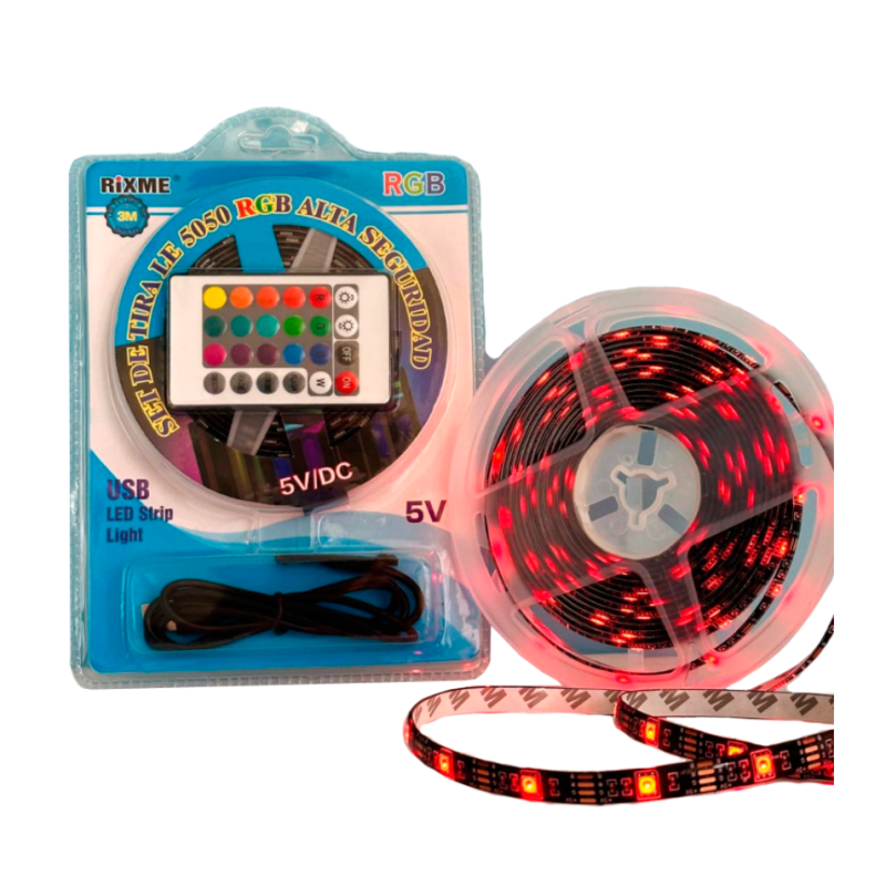 Светодиодная лента LED Rixme B5050 RGB 3m 90Led USB с пультом управления
