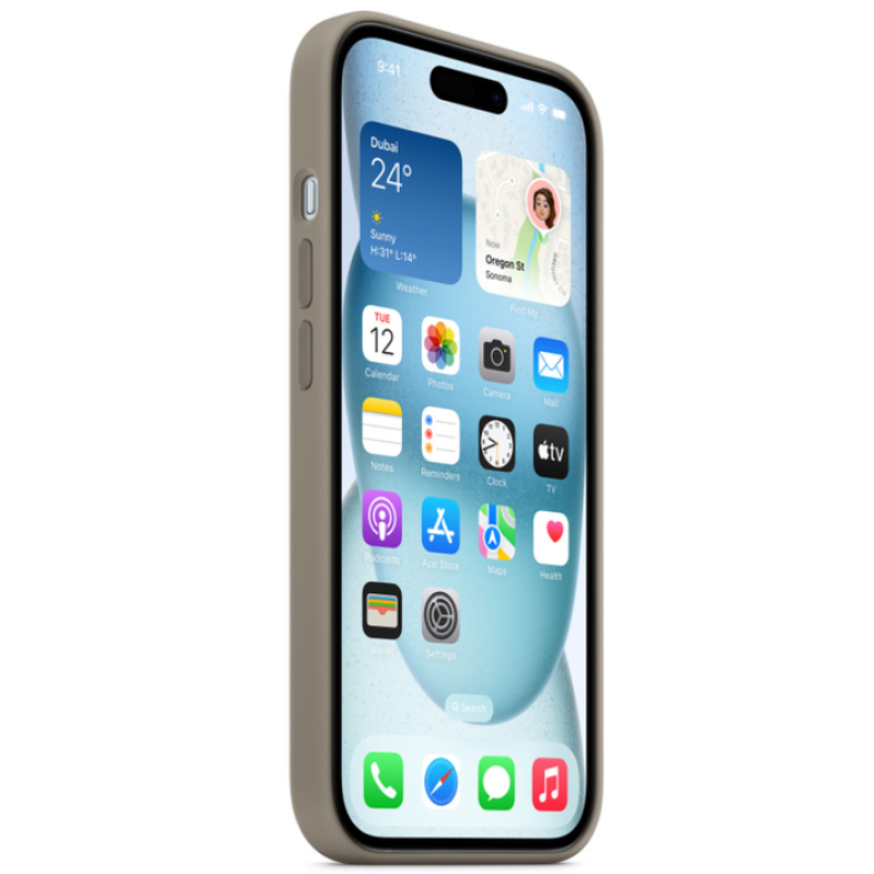 Чохол Silicone Case Original with MagSafe з анімацією iPhone 15 Сірий (Clay)