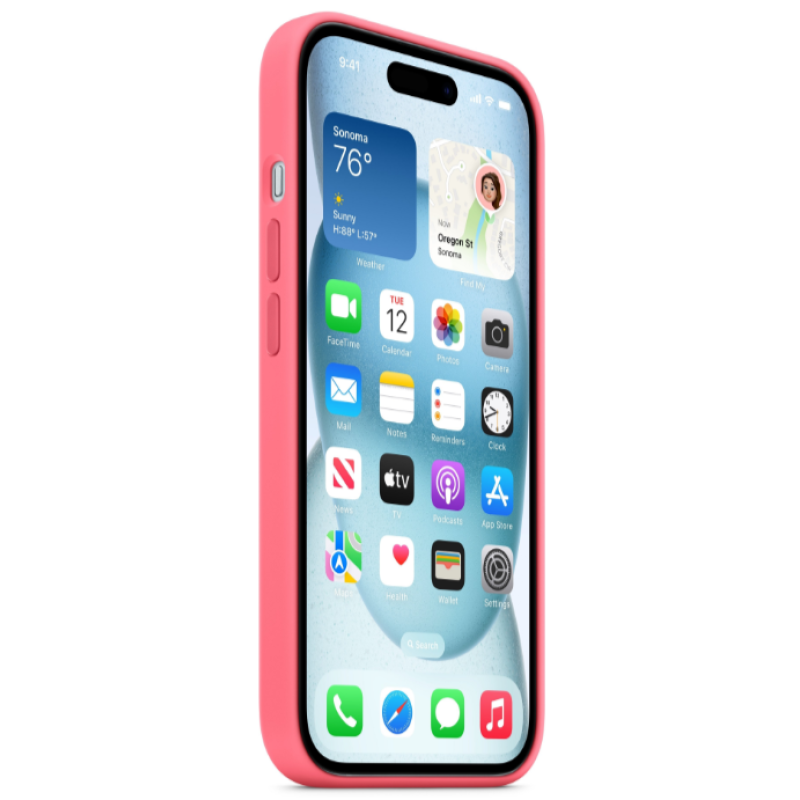 Чехол Silicone Case Original with MagSafe с анимацией iPhone 15 Розовый (Pink)