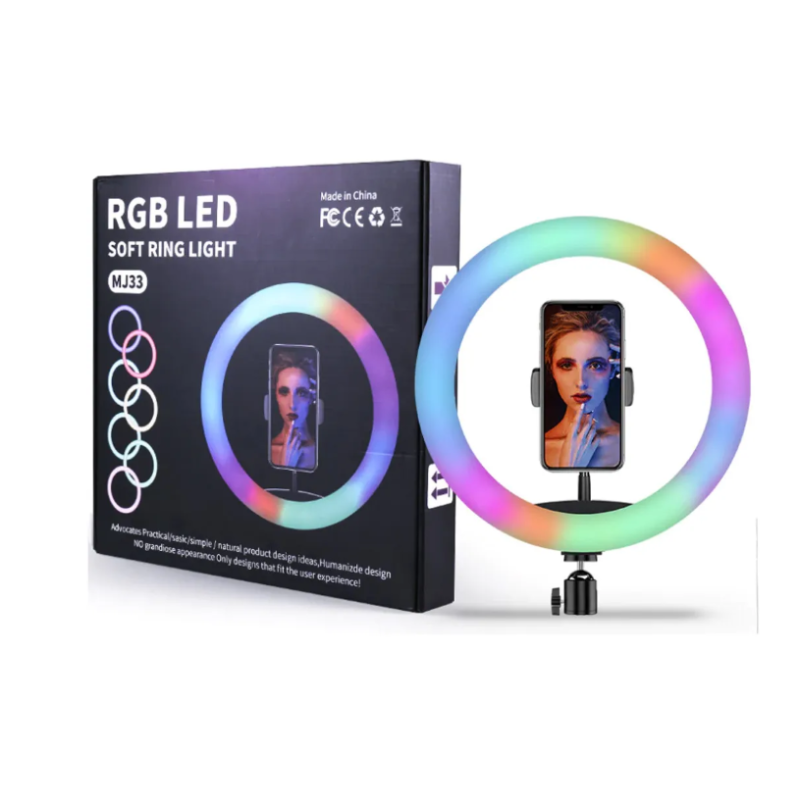 Кольцевая светодиодная Led Лампа 33cm MJ33 RGB 13inch с креплением для телефона