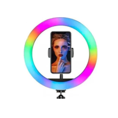 Кольцевая светодиодная Led Лампа 33cm MJ33 RGB 13inch с креплением для телефона
