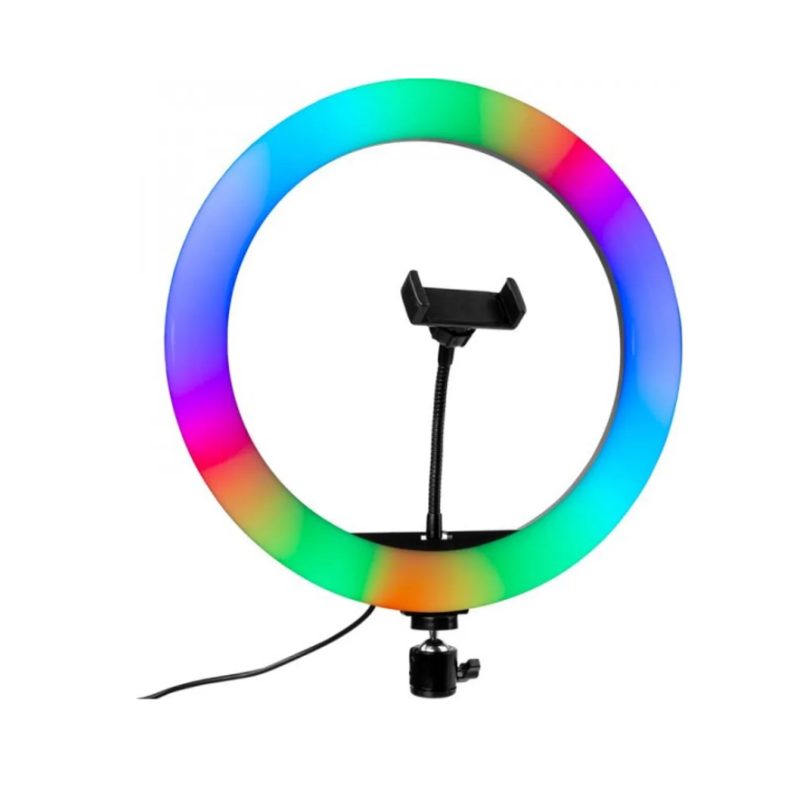 Кольцевая светодиодная Led Лампа 33cm MJ33 RGB 13inch с креплением для телефона