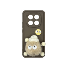 Чехол накладка Pretty Things Case Xiaomi Redmi Note 14 Pro 4G Brown Fluffy White