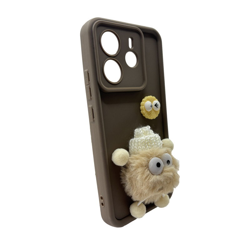 Чехол накладка Pretty Things Case Xiaomi Redmi Note 14 4G Brown Fluffy White