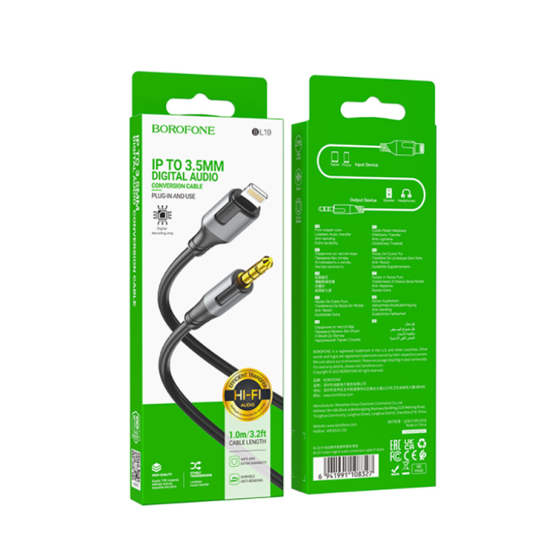 Кабель AUX Borofone BL19 audio 3.5 to Lightning