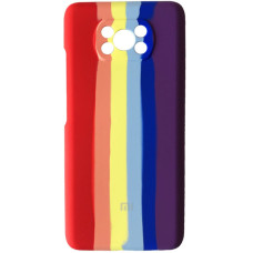 Чехол накладка Silicone Case Xiaomi Poco X3 Rainbow Красный
