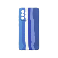 Чехол накладка Silicone Case Samsung A52 Rainbow Синий