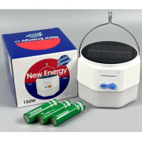 Лампа для кемпінгу New Energy 150W 3600mAh 6800-7300К +3 акумулятори 18650 + Solar 9см
