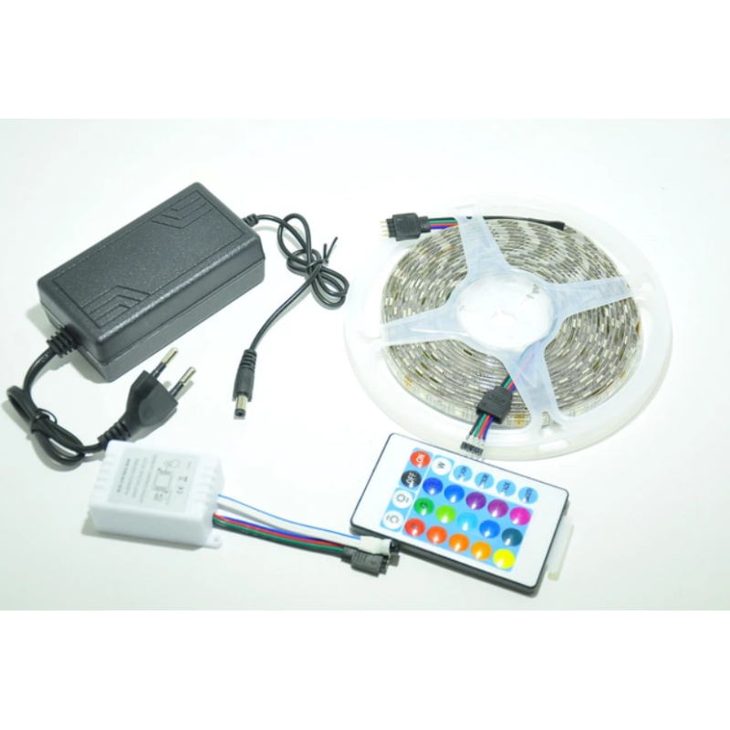 Світлодіодна стрічка LED 5050 5m 250Led, 12V-220V з пультом, вологостійка