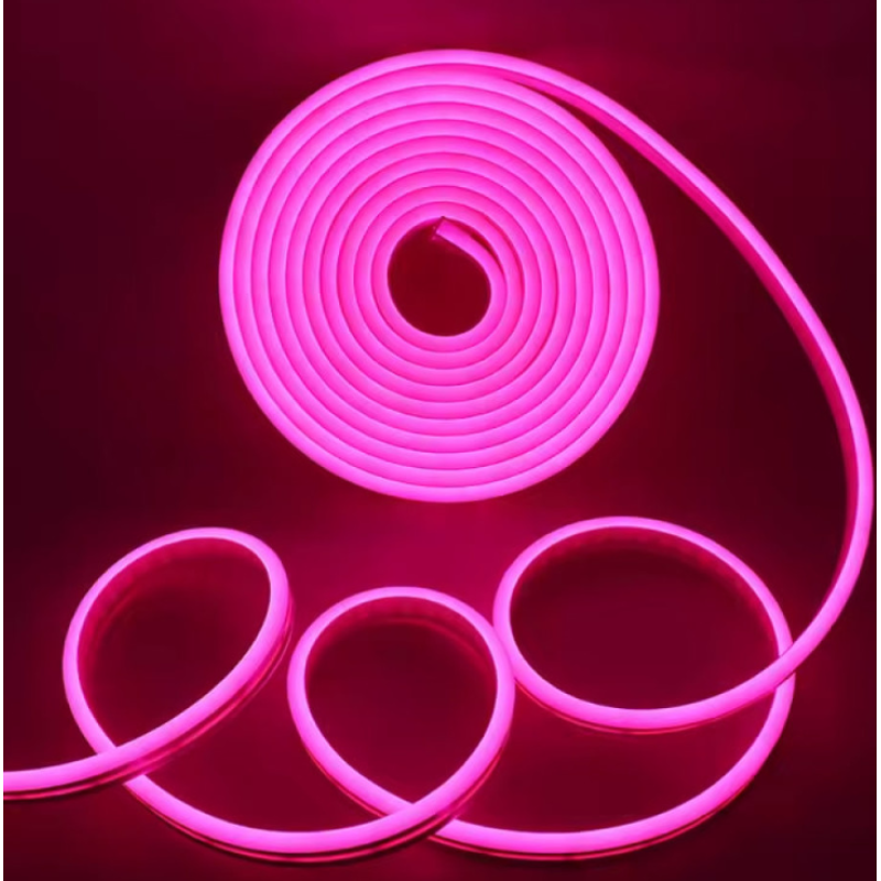 Світлодіодна силіконова стрічка LED NEON 5m 12V-220V Розова