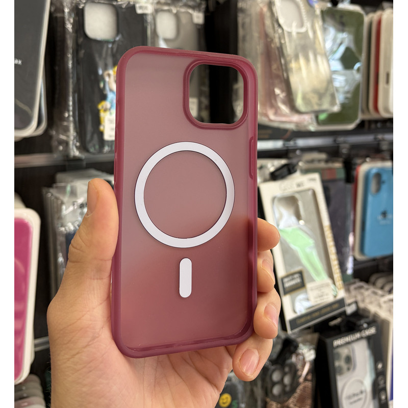 Чехол накладка Smoky Case with MagSafe iPhone 13 / 14 Cherry Red