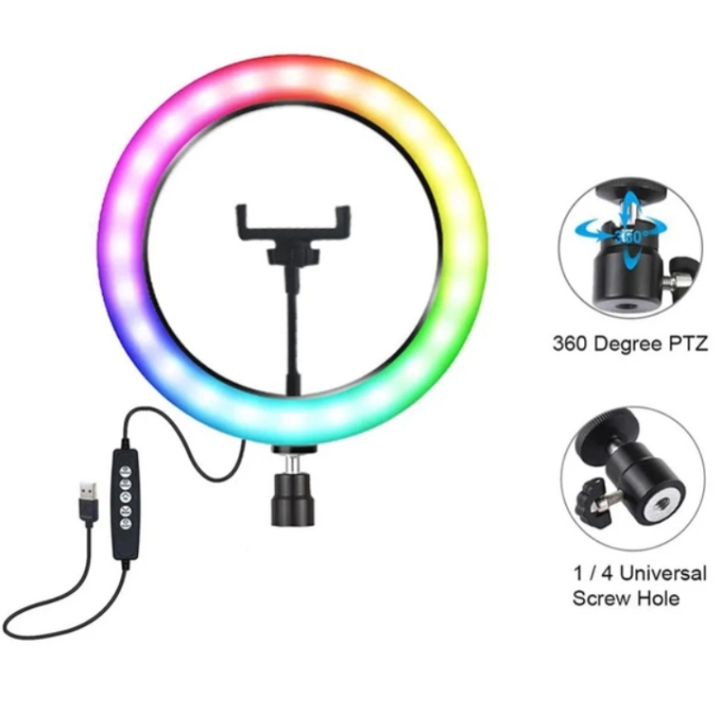 Кольцевая светодиодная Led Лампа 30см Crystal RD-30 RGB с креплением для телефона