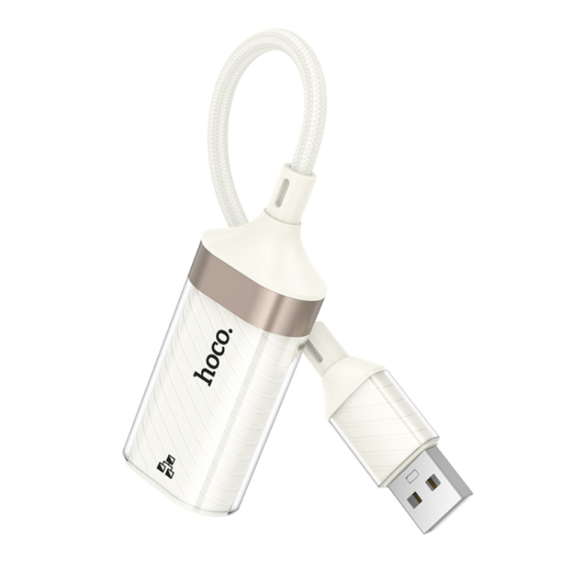 Перехідник OTG Hoco UA41 Crystal USB to RJ45 (100 mbps)