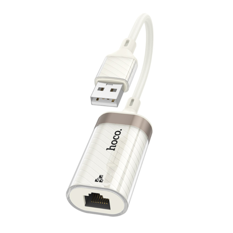 Перехідник OTG Hoco UA41 Crystal USB to RJ45 (100 mbps)