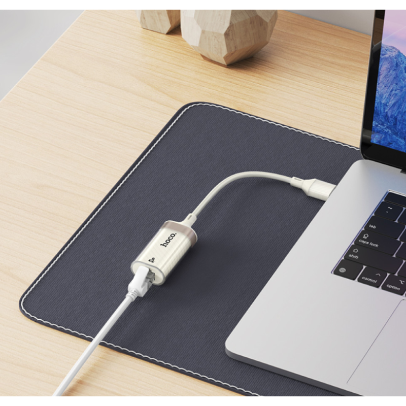 Перехідник OTG Hoco UA41 Crystal USB to RJ45 (100 mbps)