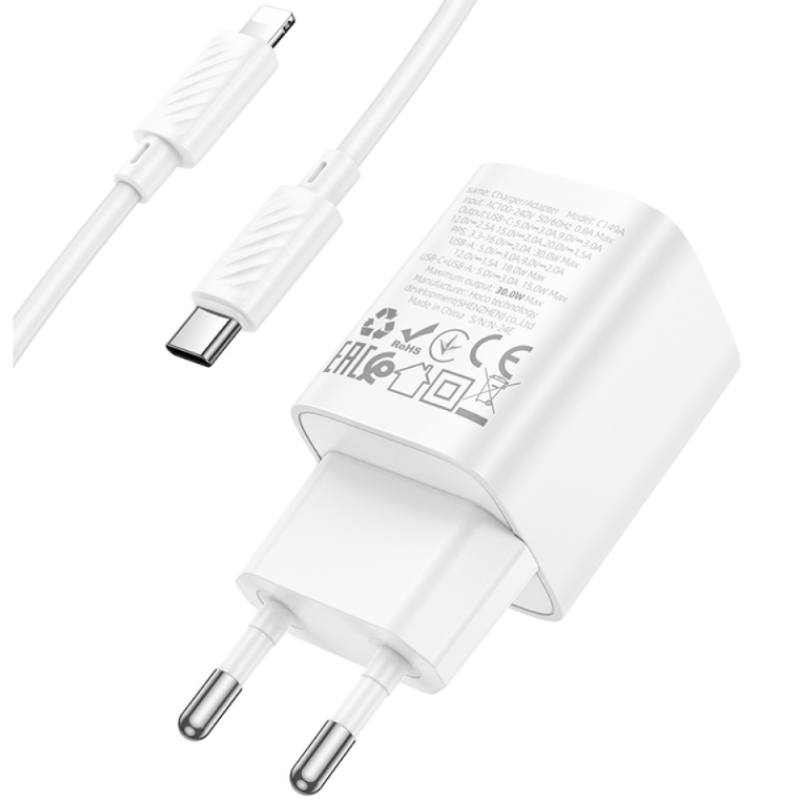 СЗУ Hoco C149A Charm PD30W+QC3.0 Type-C to Lightning
