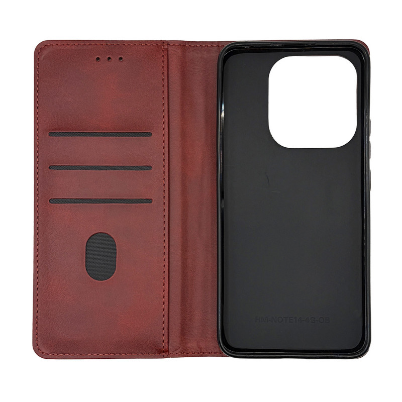 Чехол книжка Business leather Xiaomi Redmi Note 14 4G Красный