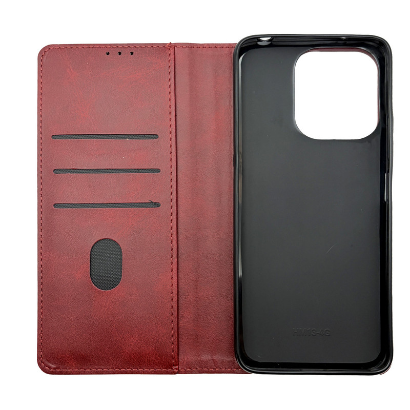 Чехол книжка Business leather Xiaomi Redmi 13 / Poco M6 Красный