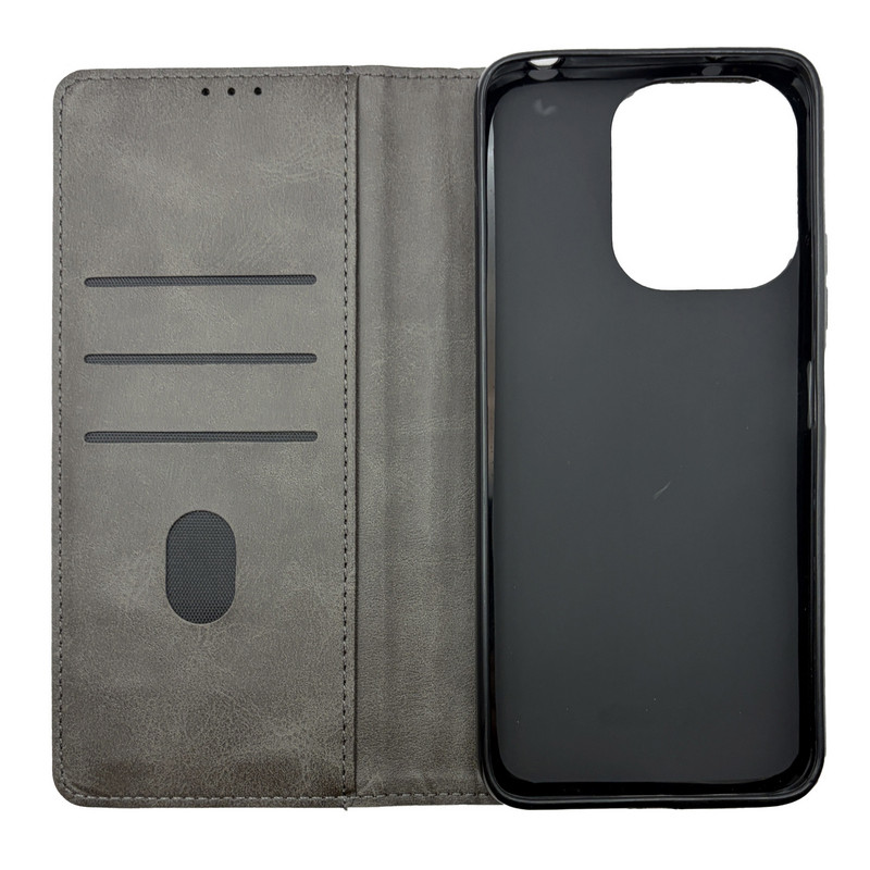 Чехол книжка Business leather Xiaomi Redmi 13C / Poco C65 Серый
