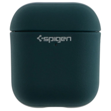 Чехол футляр для наушников AirPods 1/2 Spigen Ring Leather Armor Dark Green