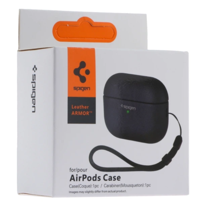 Чехол футляр для наушников AirPods 3 Spigen Ring Leather Armor Blue