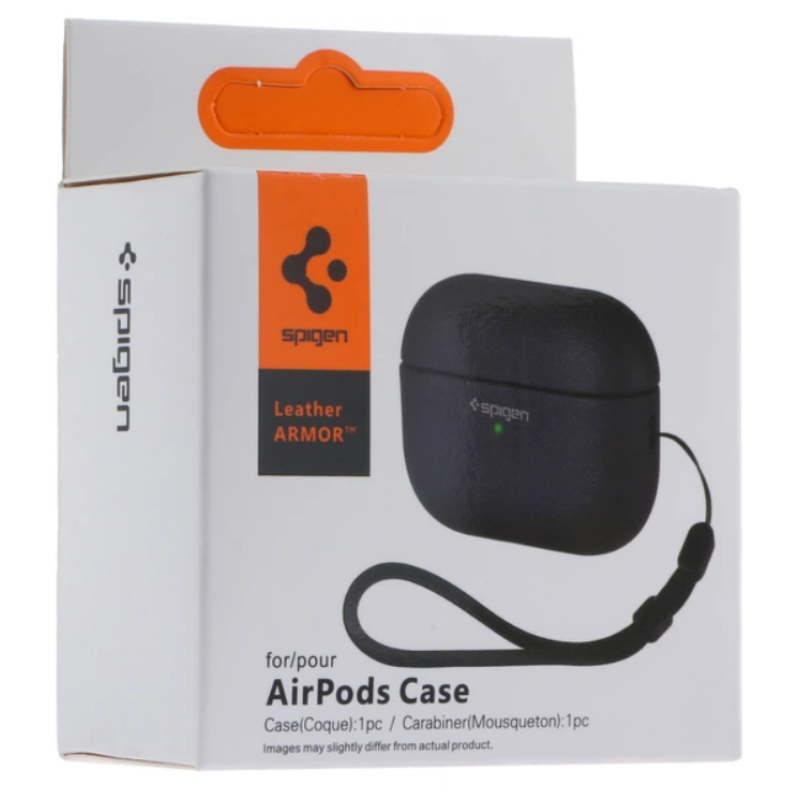 Чехол футляр для наушников AirPods 4 Spigen Ring Leather Armor Blue