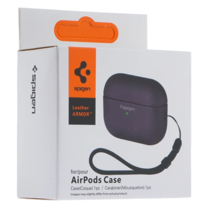 Чохол-футляр для навушників AirPods 4 Spigen Ring Leather Armor Purple