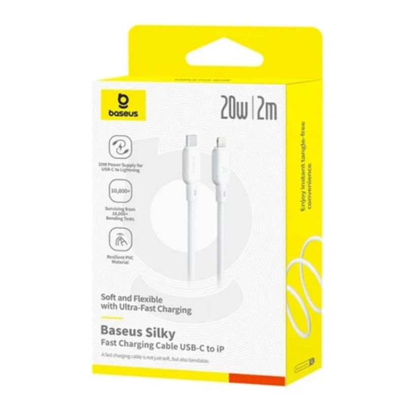 Кабель USB-C to Lightning Baseus Silky Series PD 20W 2m Белый