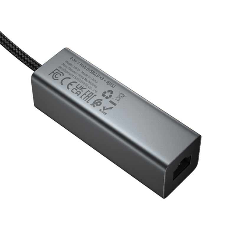 USB Hub Hoco HB1D (4 USB+Ethernet, 100 см)