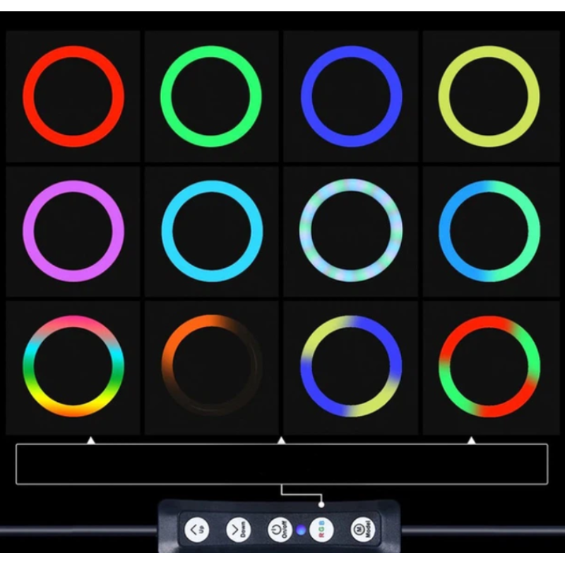 Кільцева світлодіодна Led Лампа 33cm MJ36 RGB 14inch з кріпленням для телефону