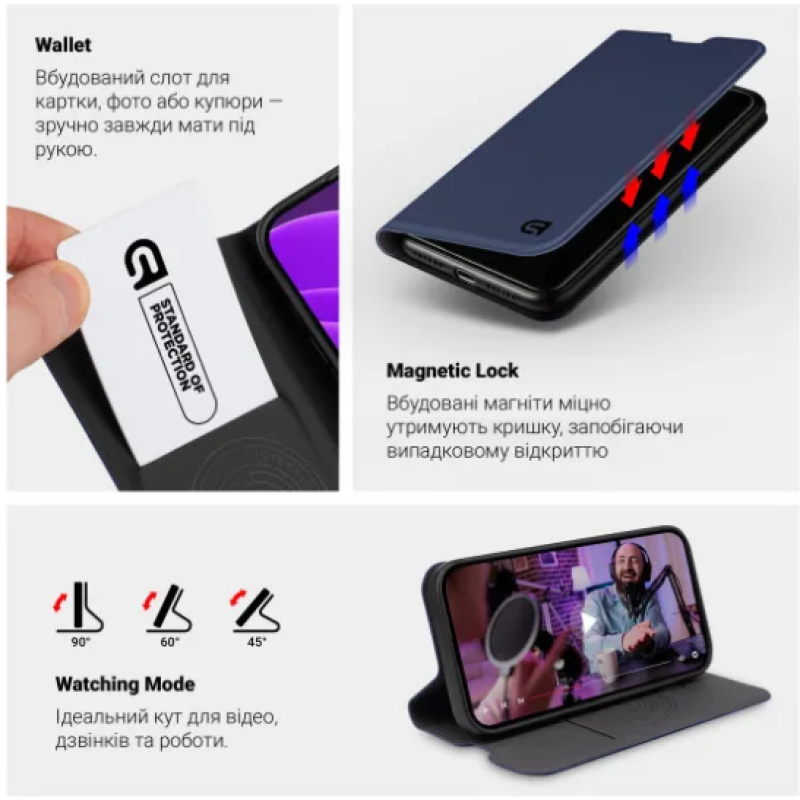 Чехол книжка ArmorStandart Redmi Note 13 Pro 5G / Poco X6 Темно-синий