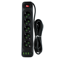 Мережевий подовжувач UA Power F25U 3USB+Type-C 2.1A 5 розеток 6m