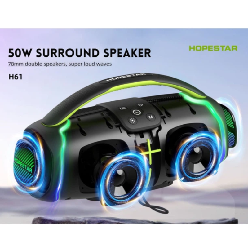 Портативна колонка HOPESTAR H61 50W, 6000mAh (33,9*18,7*14,8 см)