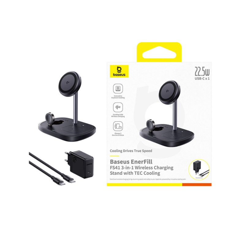 Беспроводная зарядная станция Baseus EnerFill FS41 3in1 Wireless Charging Stand with TEC Cooling 22.5W