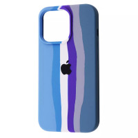 Чохол Silicone Case iPhone 13 Pro Max Rainbow синій